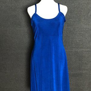 Bright Blue Dress Stretchy with Spaghetti Straps Knee Length